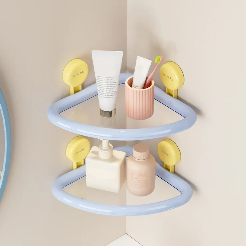 UFORU - Étagère d'angle de douche à ventouse, rangement mural sans perçage - Image 6