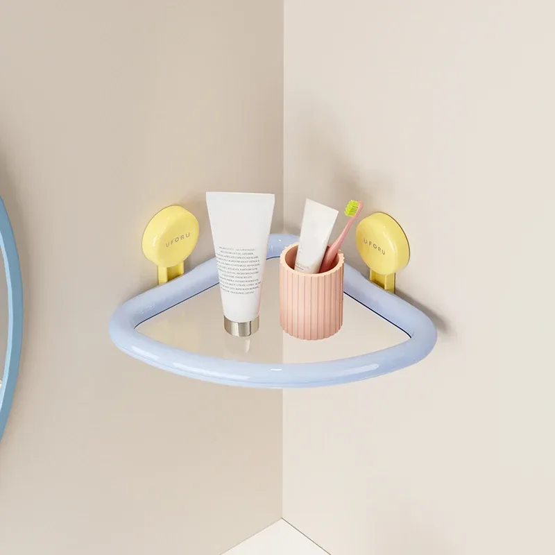 UFORU - Étagère d'angle de douche à ventouse, rangement mural sans perçage - Image 2