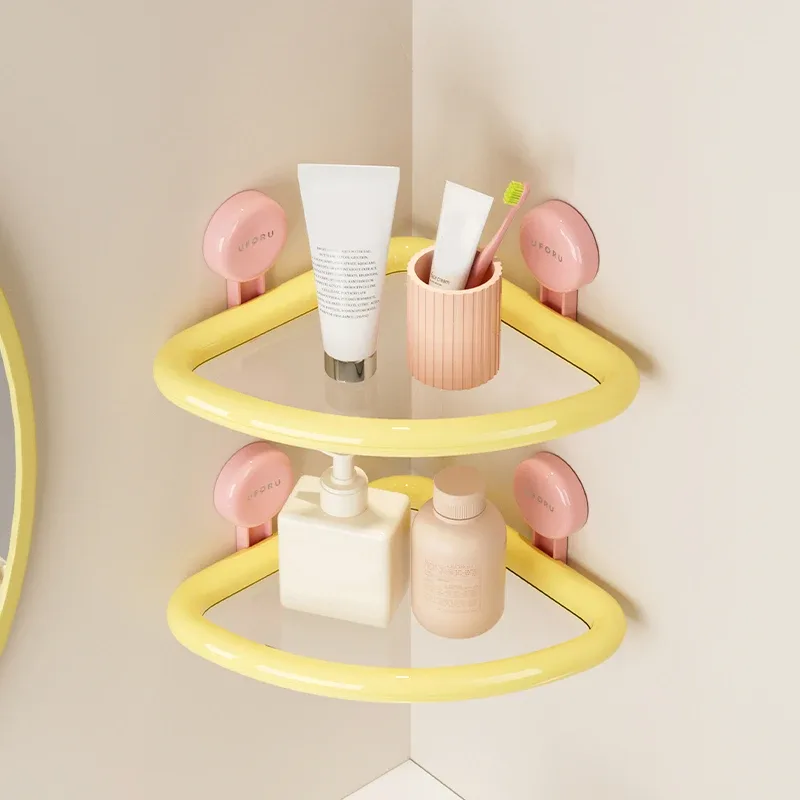 UFORU - Étagère d'angle de douche à ventouse, rangement mural sans perçage - Image 4