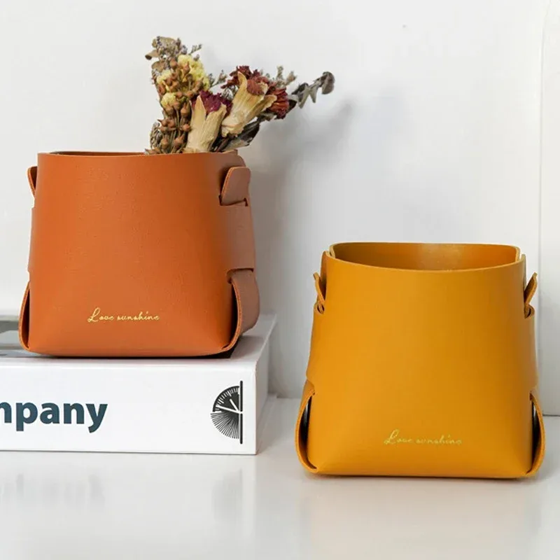 Vide-poche pliable en cuir PU au style nordique - Image 1