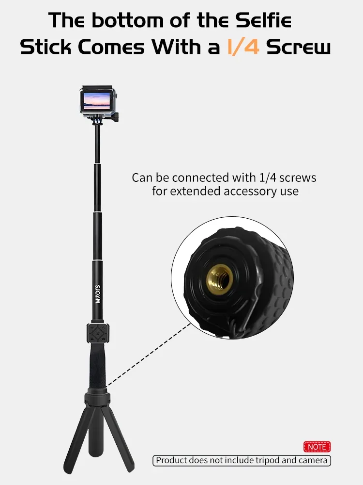 Perche à selfie et monopode en aluminium SJCAM avec télécommande pour caméras d'action C300, SJ6, SJ7 Star, SJ8 PRO, SJ8 PLUS, SJ10 Pro, SJ10X et C200 - Image 4