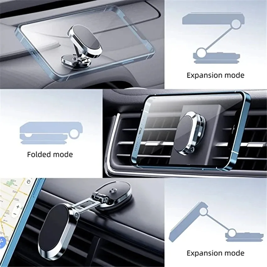 Support de téléphone magnétique pour voiture, pliable et rotatif à 360° - Image 4
