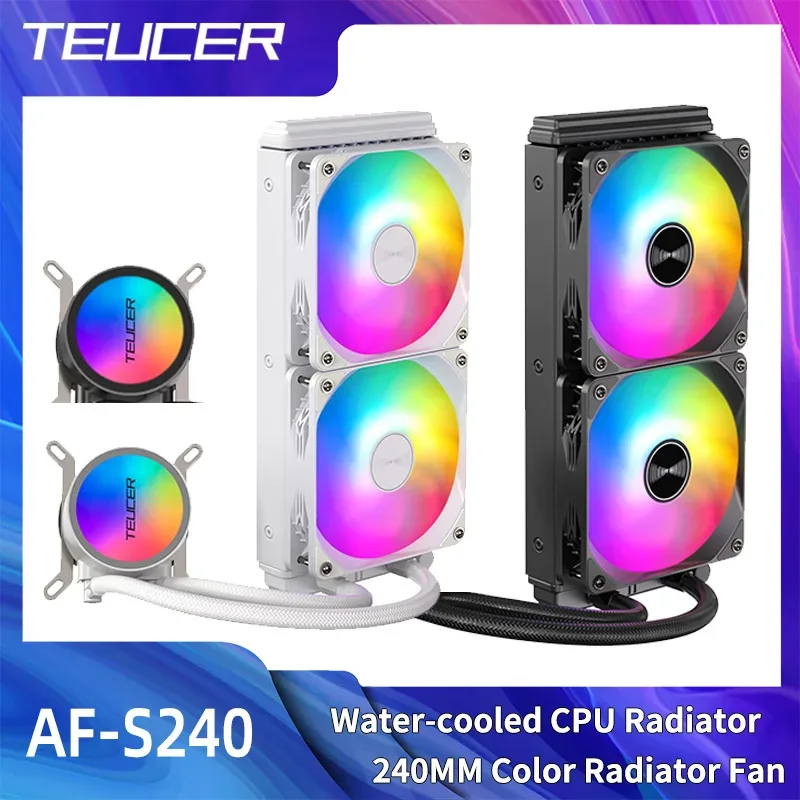 TEUCER AF-S240 - Kit de Refroidissement Liquide AIO 240mm pour Processeur avec Ventilateurs RGB - Compatible Intel LGA1700/115x et AMD AM4/AM5 - Image 1