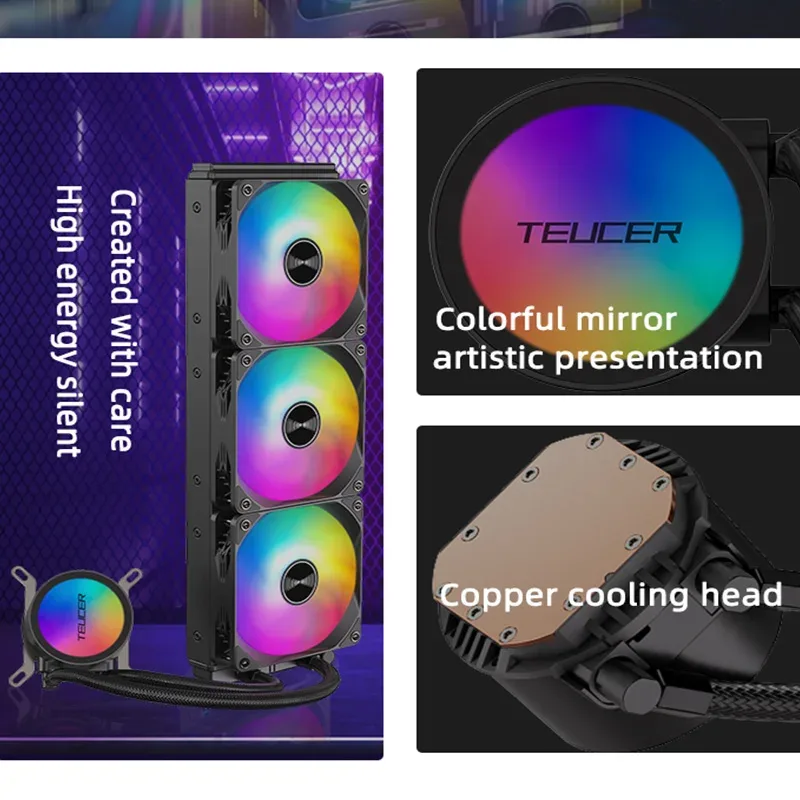 TEUCER AF-S240 - Kit de Refroidissement Liquide AIO 240mm pour Processeur avec Ventilateurs RGB - Compatible Intel LGA1700/115x et AMD AM4/AM5 - Image 2