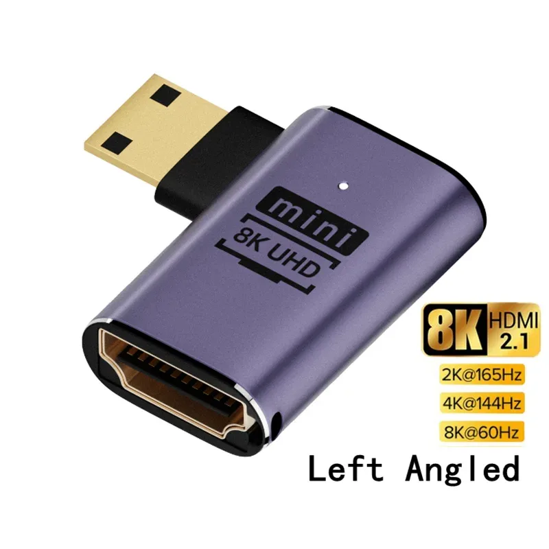 Adaptateur d'extension Mini HDMI vers HDMI 8K - Mâle vers Femelle - Angle à 90° 10