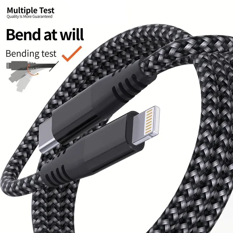 Câble USB-C vers Lightning en Nylon Tressé - Charge Rapide 20W - Certifié MFi - Image 6