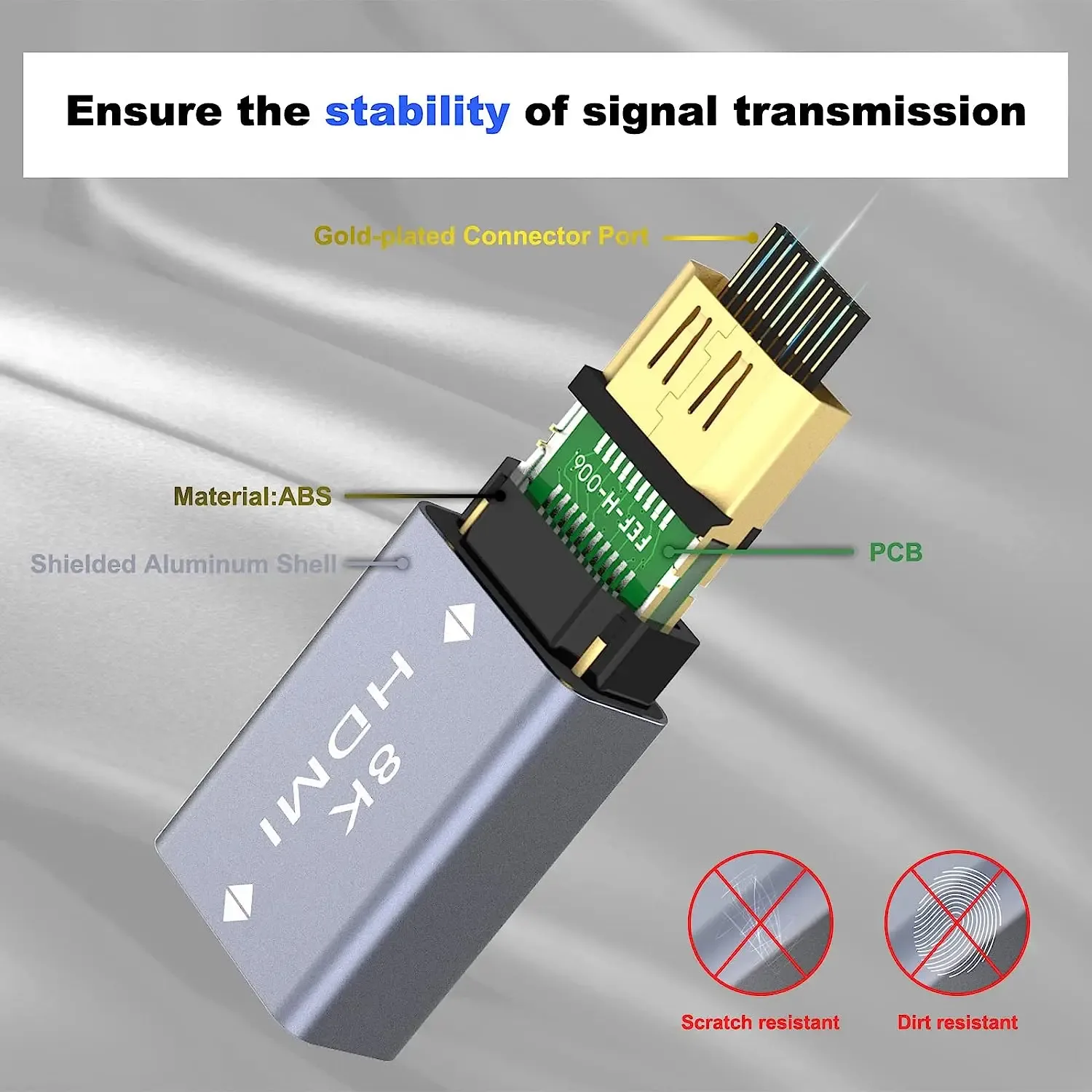 Adaptateur HDMI 2.1 8K Coudé (90° et 270°) Mâle vers Femelle - 48 Gbps, 8K@60Hz / 4K@120Hz - Image 5