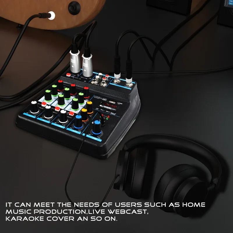 Console de mixage professionnelle 4 canaux avec Bluetooth, USB et alimentation fantôme 48 V - Image 2