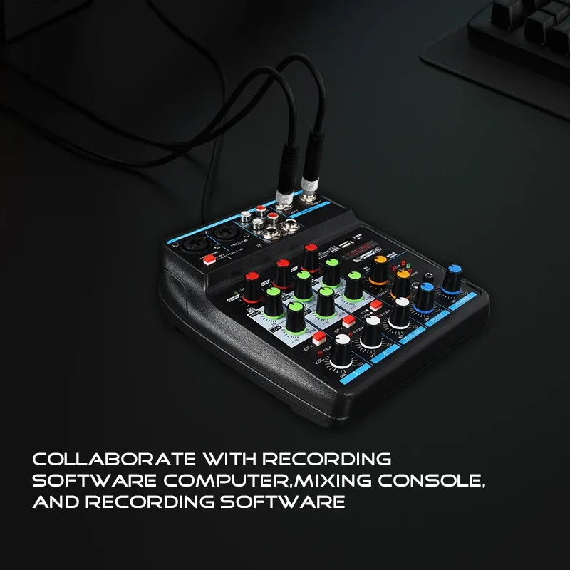 Console de mixage professionnelle 4 canaux avec Bluetooth, USB et alimentation fantôme 48 V - Image 3