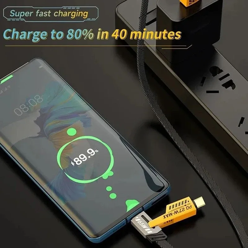 Câble de charge 4-en-1 65W avec Power Delivery (PD) pour USB-C et Lightning - Image 4