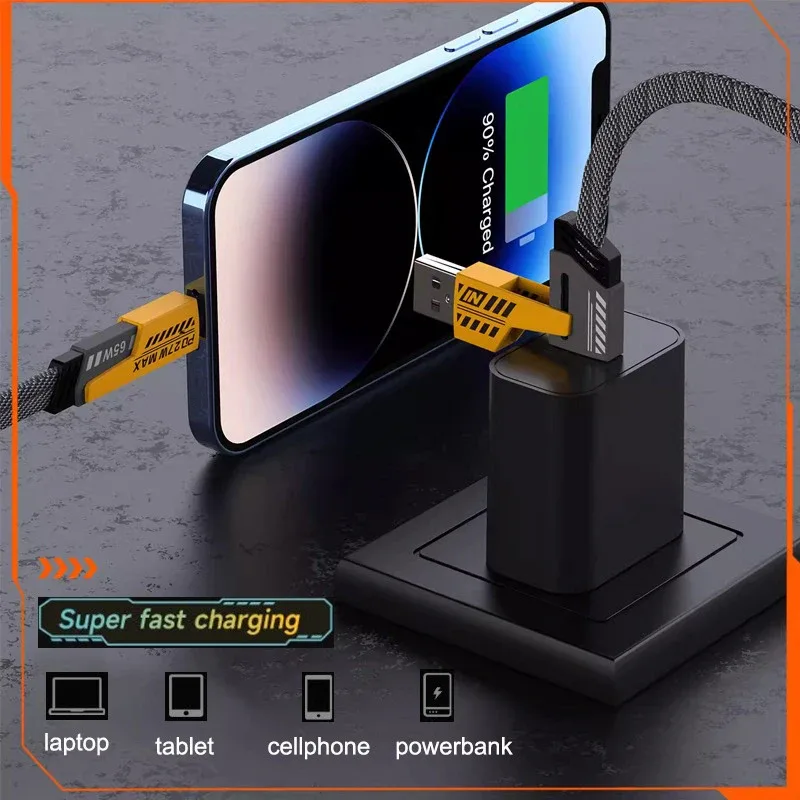 Câble de charge 4-en-1 65W avec Power Delivery (PD) pour USB-C et Lightning - Image 3