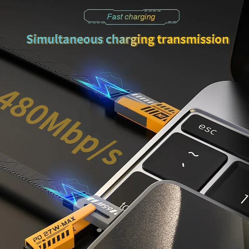 Câble de charge 4-en-1 65W avec Power Delivery (PD) pour USB-C et Lightning - Image 5