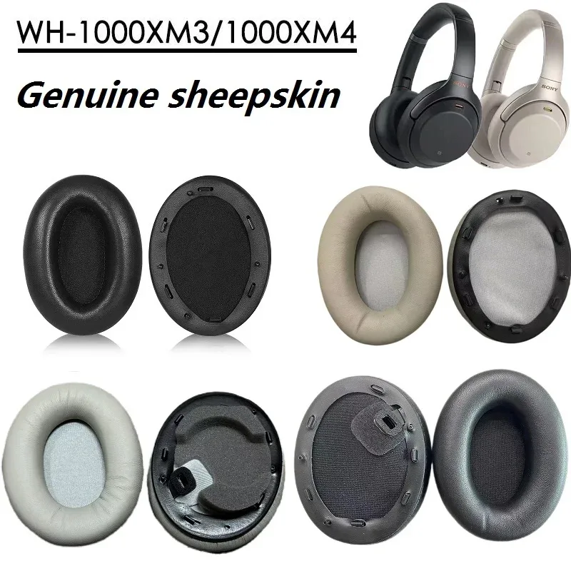Coussinets d'oreille en peau de mouton véritable pour Sony WH-1000XM3 et WH-1000XM4 - Image 1