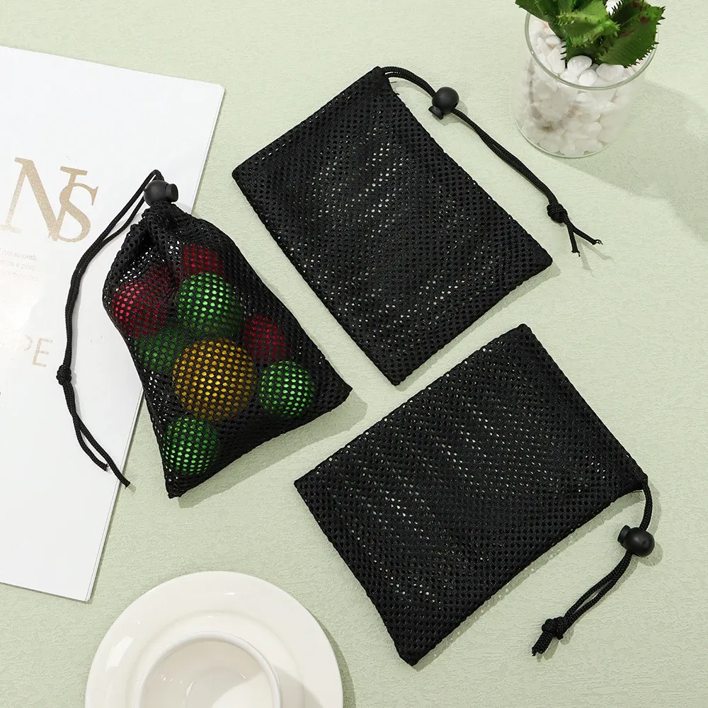 Trousse de rangement multi-usage en maille de nylon noir - Image 2