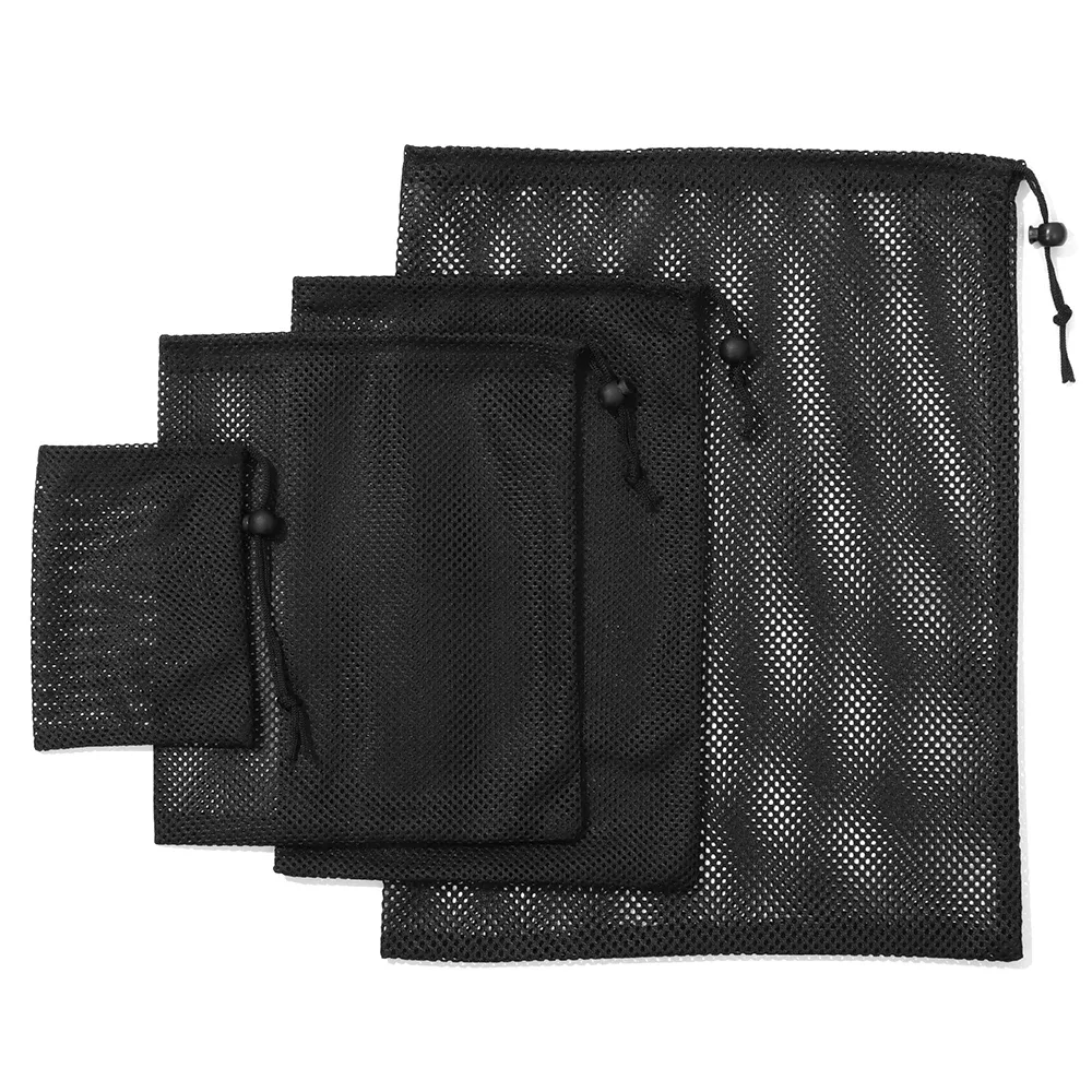 Trousse de rangement multi-usage en maille de nylon noir - Image 1
