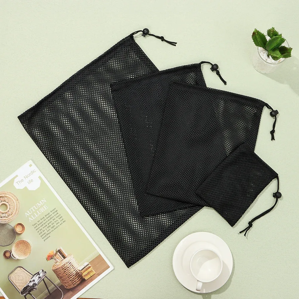 Trousse de rangement multi-usage en maille de nylon noir - Image 4