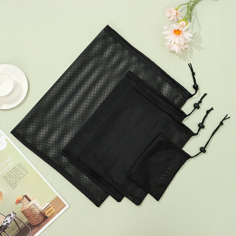 Trousse de rangement multi-usage en maille de nylon noir - Image 3