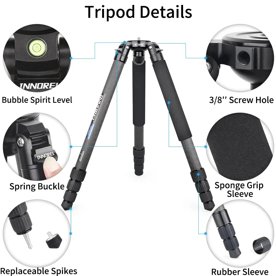 INNOREL NT364C - Trépied professionnel en fibre de carbone avec adaptateur bol 75 mm - Image 5