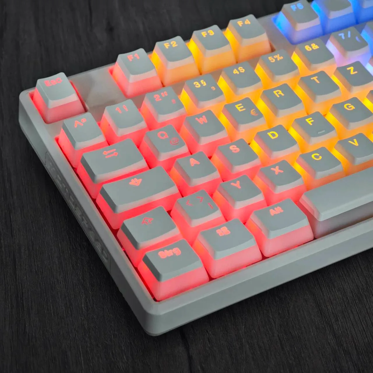 YMDK Touches de Clavier Pudding PBT Double-Shot - ISO Allemand (QWERTZ) - Profil OEM - Noir et Blanc - Image 2