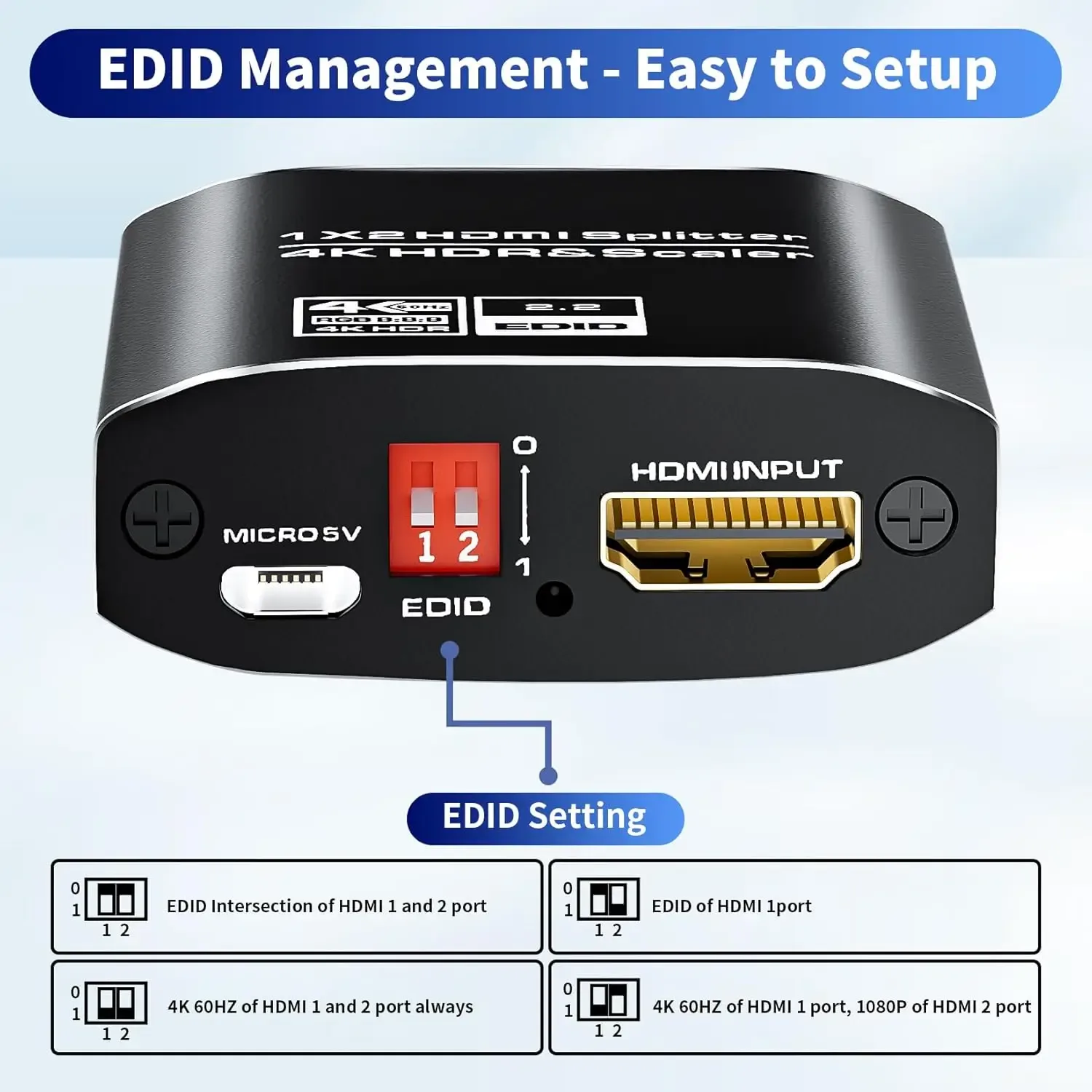 Répartiteur HDMI 4K 60Hz HDR (1 entrée 2 sorties) avec HDCP 2.2 et Gestion EDID - Image 5