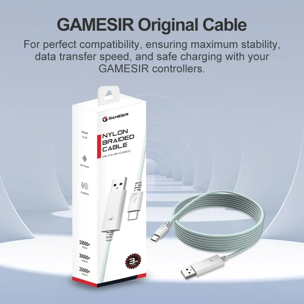 Câble GameSir en nylon tressé (3 m) pour manettes G7 Pro, G7 SE, G8, G8+, Nova Lite, X5 Lite et Kaleid Flux - Image 4