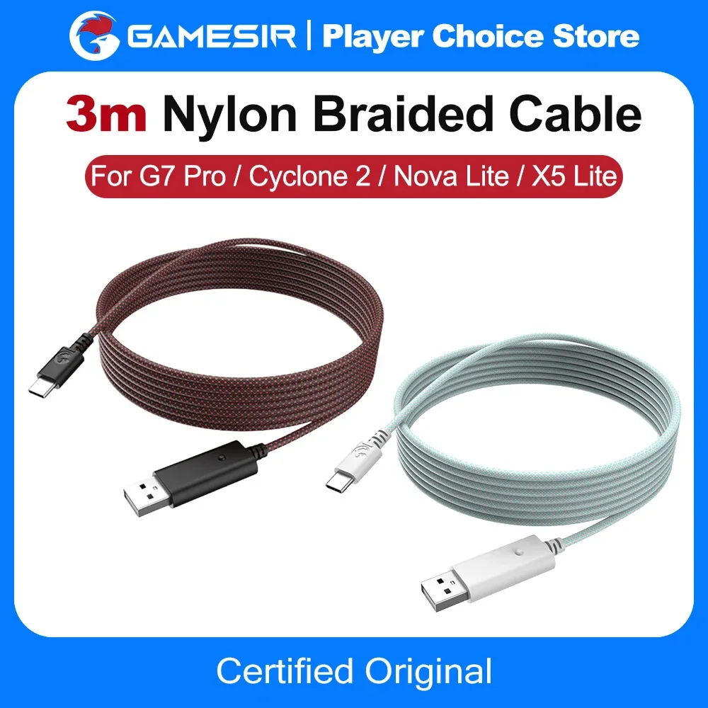 Câble GameSir en nylon tressé (3 m) pour manettes G7 Pro, G7 SE, G8, G8+, Nova Lite, X5 Lite et Kaleid Flux - Image 1