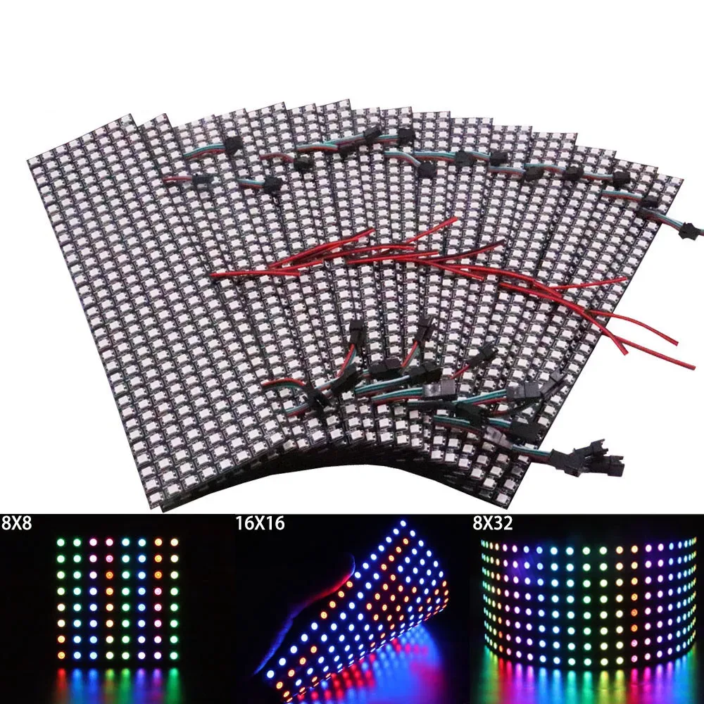 Panneau Matrice LED RGB Flexible WS2812B Adressable Individuellement - DC5V - Image 1