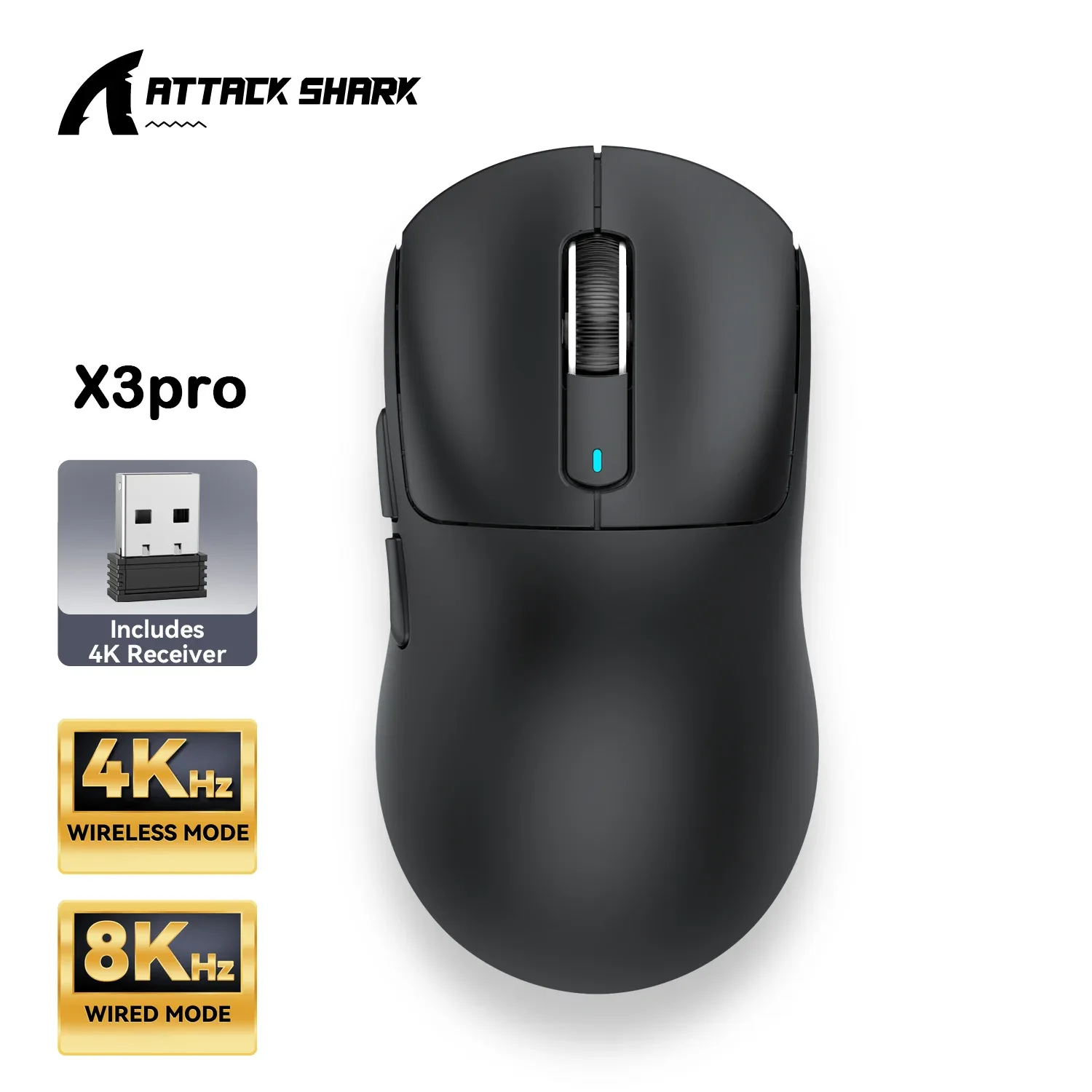 ATTACK SHARK X3/X3 Pro - Souris Gaming Sans Fil Tri-mode (Filaire/2.4GHz/BT5.2), 26K DPI, Capteur PAW3395, 4K/8K, Ultra-légère - Image 2