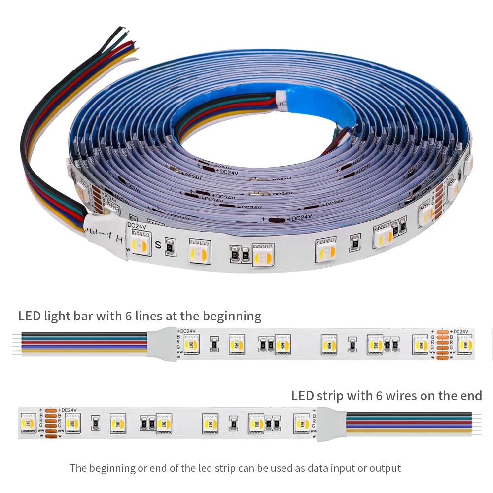 Ruban LED flexible 5m 5050 RGBCCT (5-en-1), 60/96 LED/m, 2700K-6500K, 12V/24V - Image 3