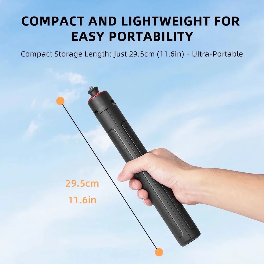 Trépied et perche à selfie extensible Flymile pour DJI Pocket 3, Action 5 Pro, Insta360 X5 et GoPro - Image 2