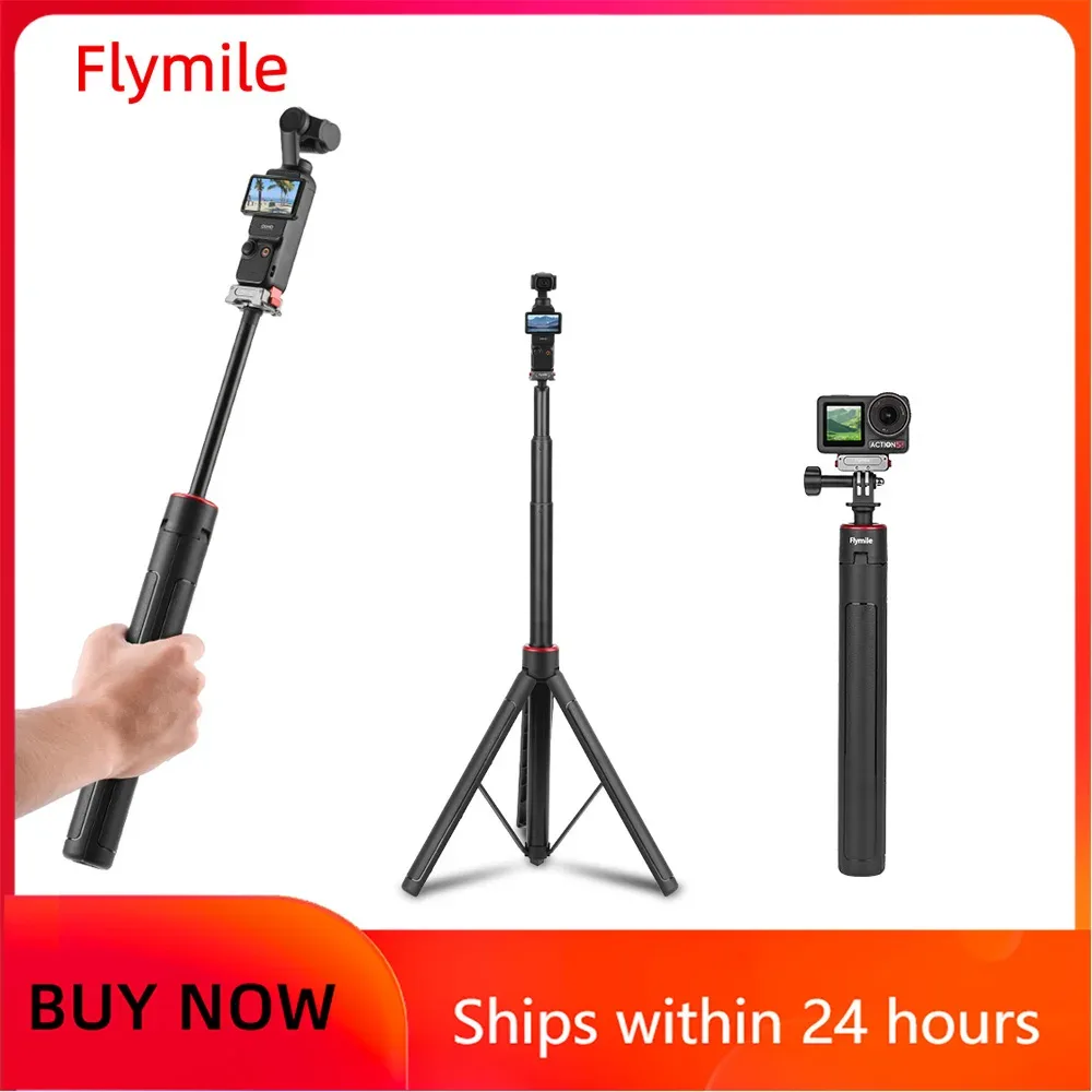 Trépied et perche à selfie extensible Flymile pour DJI Pocket 3, Action 5 Pro, Insta360 X5 et GoPro - Image 1