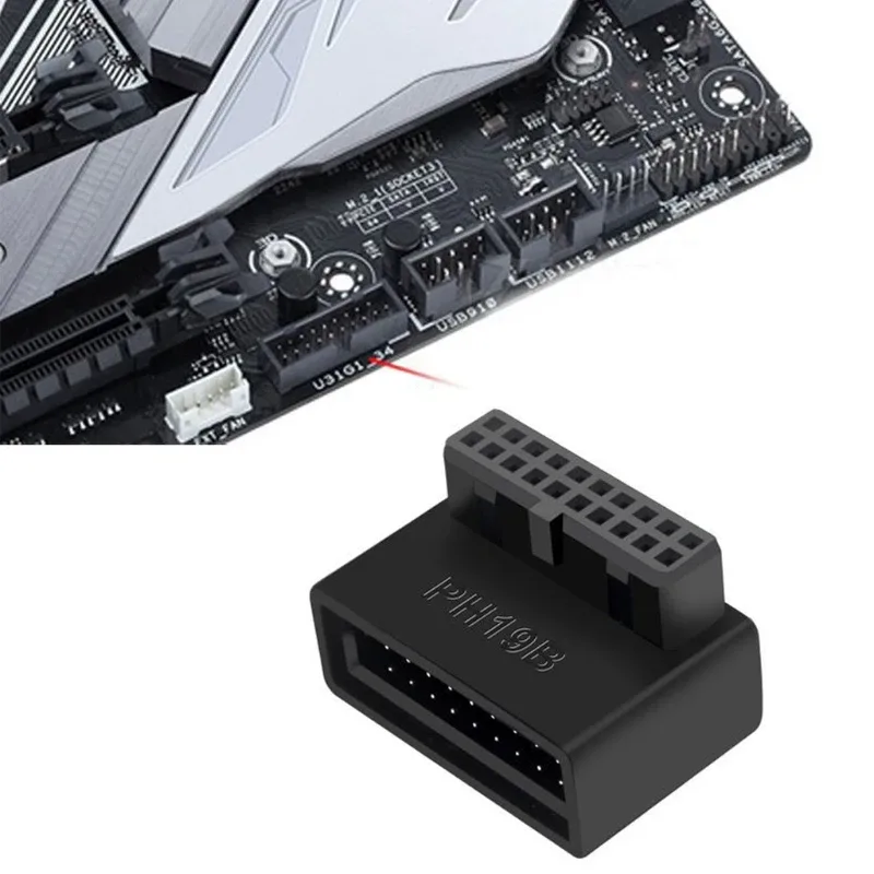 Adaptateur USB 3.0 19/20 broches coudé à 90° vers USB Type-C pour panneau avant - Image 5