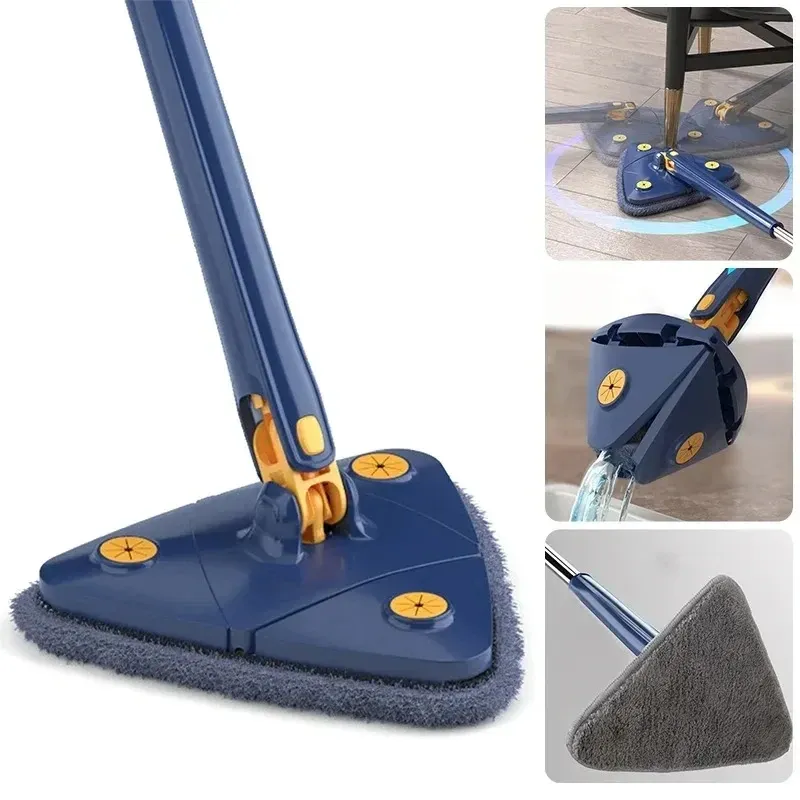 Vadrouille triangulaire rotative 360° extensible et réglable, 110 cm, pour le nettoyage de baignoires, carrelages, sols et murs - Image 1