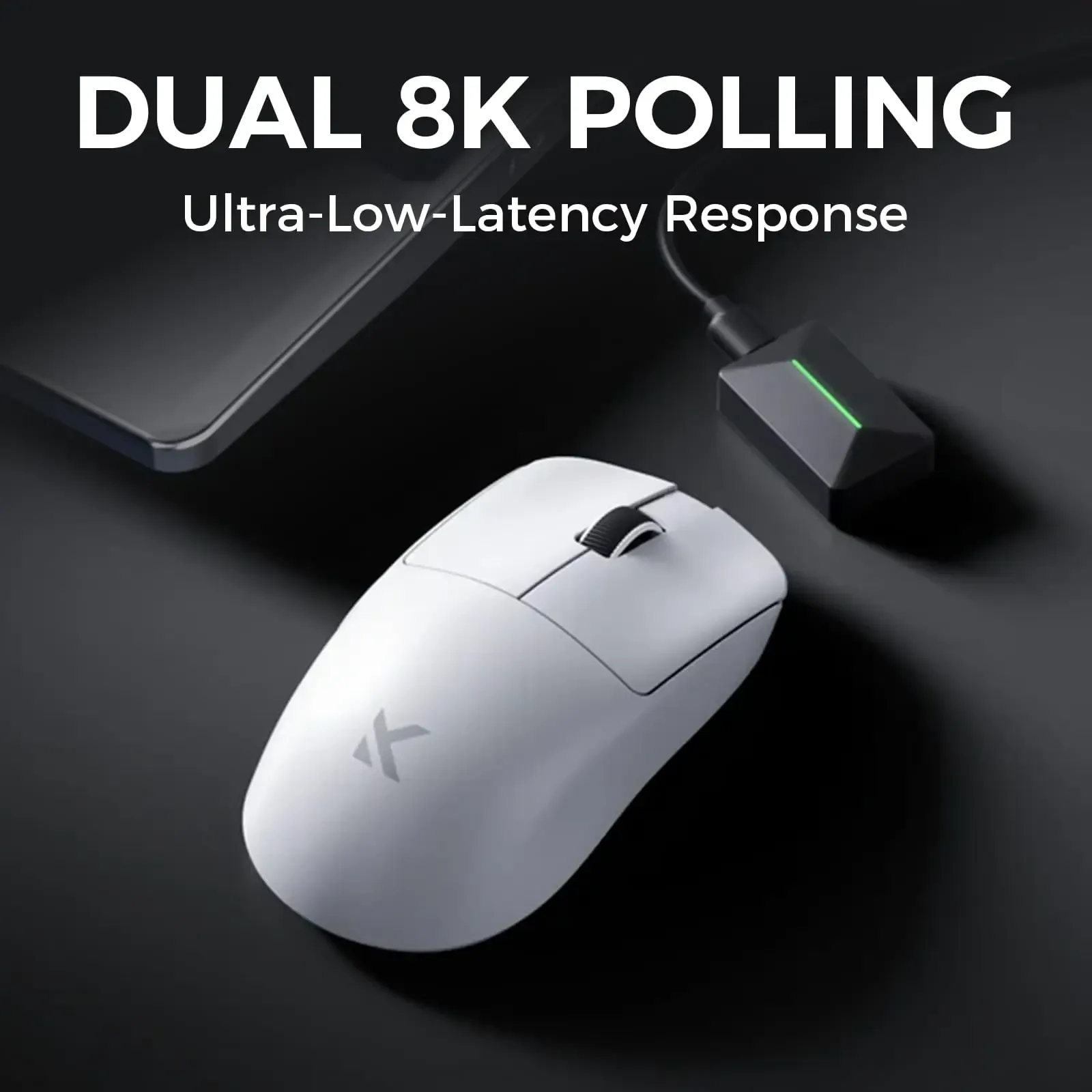MCHOSE L7 Ultra Souris de jeu sans fil PAW3395, capteur 26K, taux de scrutation 8K, 39 g, ultra-légère, tri-mode 2.4 GHz / Bluetooth / filaire 2