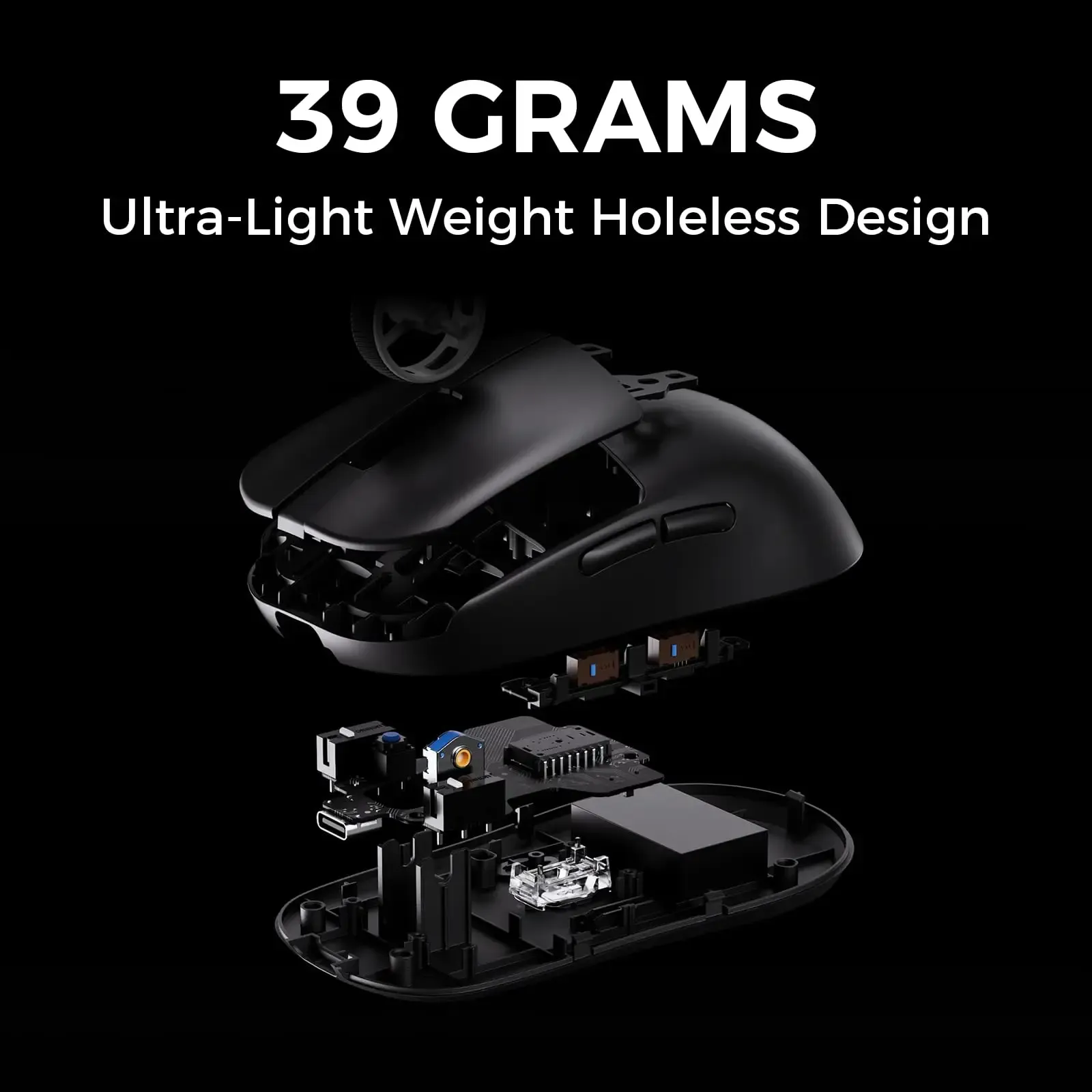 MCHOSE L7 Ultra Souris de jeu sans fil PAW3395, capteur 26K, taux de scrutation 8K, 39 g, ultra-légère, tri-mode 2.4 GHz / Bluetooth / filaire 4