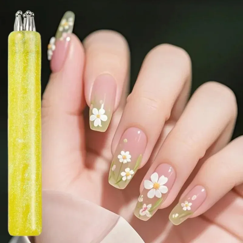 Stylo multi-usages en forme de fleur à 5 pétales pour nail art, stylo à strass pour ongles en acrylique, outils de marbrage et de dessin 3