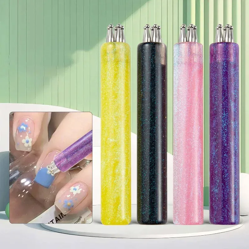 Stylo multi-usages en forme de fleur à 5 pétales pour nail art, stylo à strass pour ongles en acrylique, outils de marbrage et de dessin 4