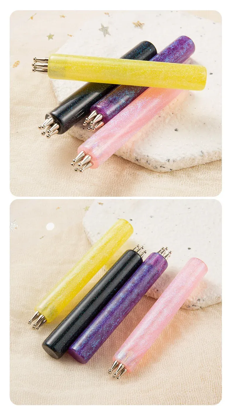 Stylo fleur pour nail art, vue de la tête en acier inoxydable