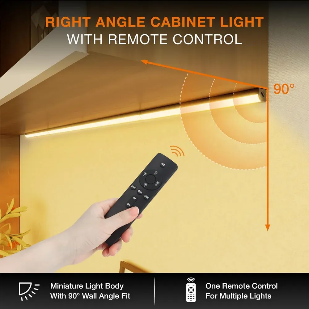 Éclairage sous-armoire rechargeable 30 cm et 50 cm, à 3 couleurs (CCT) et intensité variable, avec télécommande, pour cuisine, armoire et escalier 2