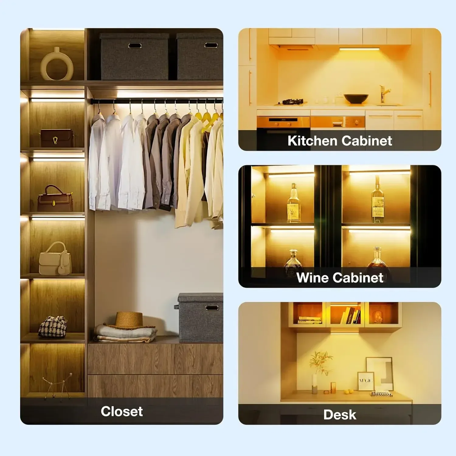 Lumière sous-armoire dans une chambre