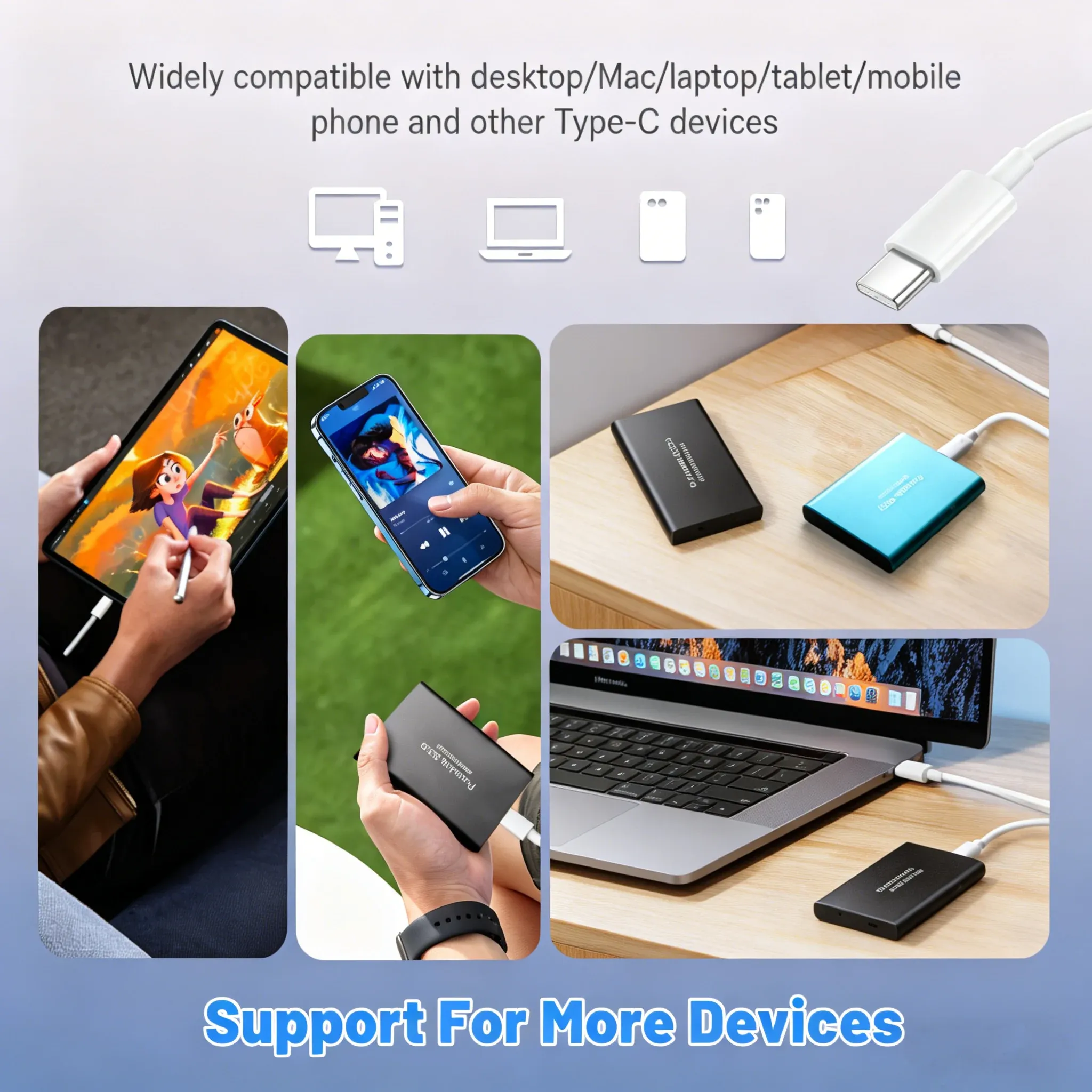 Disque SSD portable USB 3.2 Type-C pour ordinateur portable, PC et Mac 4