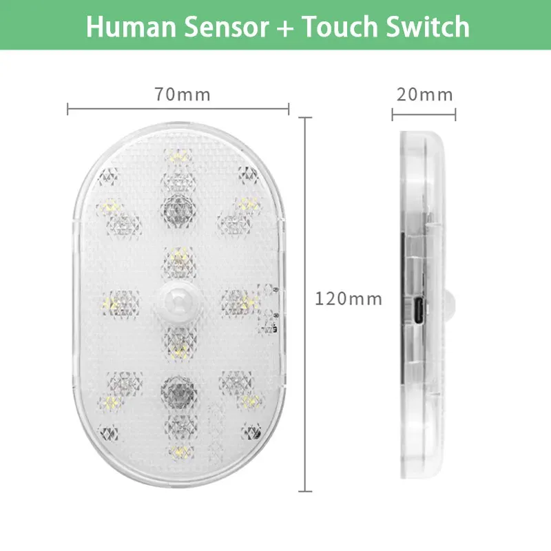 Lampe LED avec détecteur de mouvement, batterie 650 mAh, rechargeable par USB, détection automatique par induction, sans fil, pour coffre de voiture 8