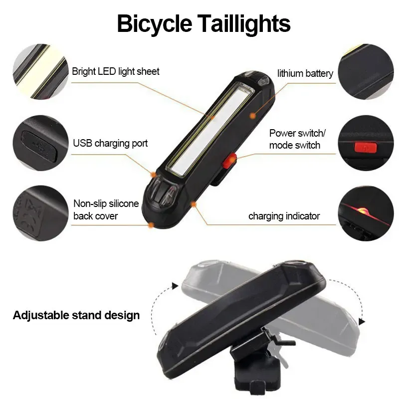 Lampe avant de vélo USB rechargeable, éclairage LED pour VTT 6