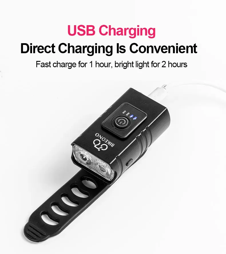 Lumière de vélo USB rechargeable, installée sur un vélo