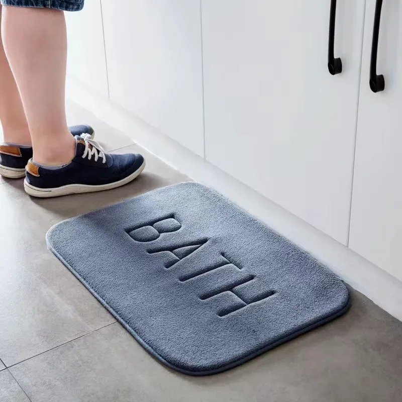 Tapis antidérapant en faux cachemire, mousse à mémoire de forme, polaire corail superabsorbant, tapis de sol pour cuisine, salon et salle de bain 2