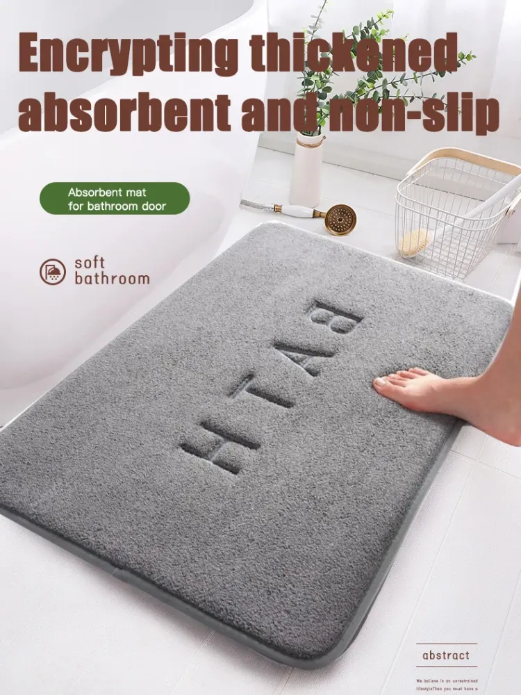 Tapis antidérapant en faux cachemire, mousse à mémoire de forme, polaire corail superabsorbant, tapis de sol pour cuisine, salon et salle de bain - Image 1