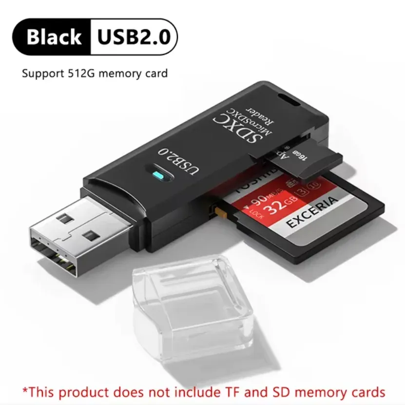 Lecteur de carte USB 3.0/2.0 haute vitesse, compatible TF et SD, pour ordinateur, tablette, appareil photo et ordinateur portable, multifonction 2 en 1 9