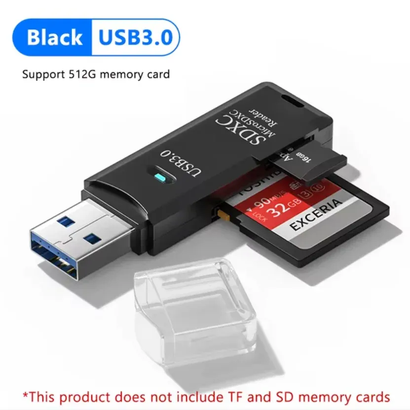 Lecteur de carte USB 3.0/2.0 haute vitesse, compatible TF et SD, pour ordinateur, tablette, appareil photo et ordinateur portable, multifonction 2 en 1 10
