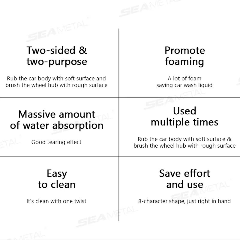 SEAMETAL Éponge de Lavage Automobile en Microfibre Double Face Sans Rayures, avec Brosse de Nettoyage de Roue et Dépoussiéreur 2