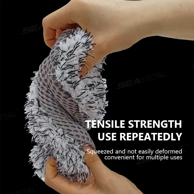SEAMETAL Éponge de Lavage Automobile en Microfibre Double Face Sans Rayures, avec Brosse de Nettoyage de Roue et Dépoussiéreur 5